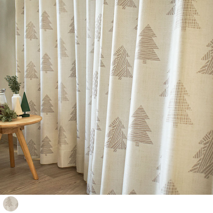当店オリジナル！ほっこりとした木のデザイン遮光2級カーテン